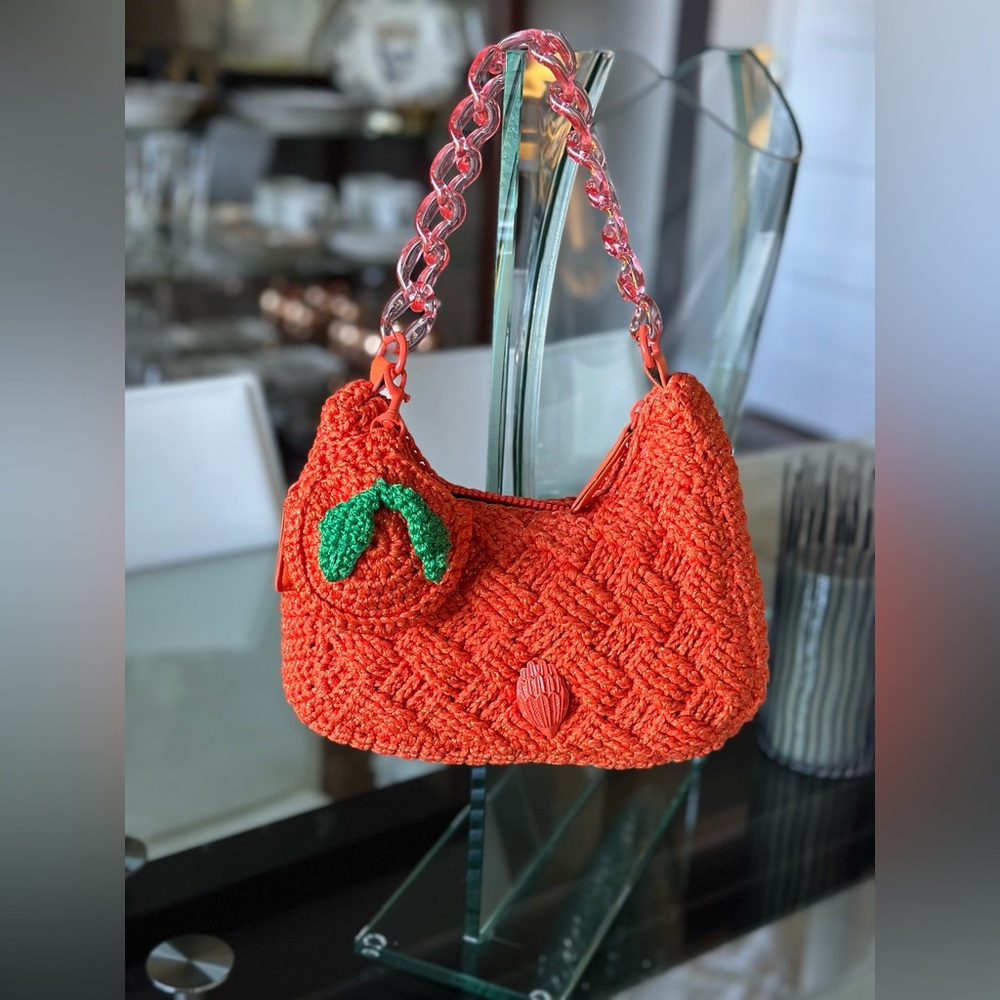 SOLD Kurt Geiger Orange Raffia Bag